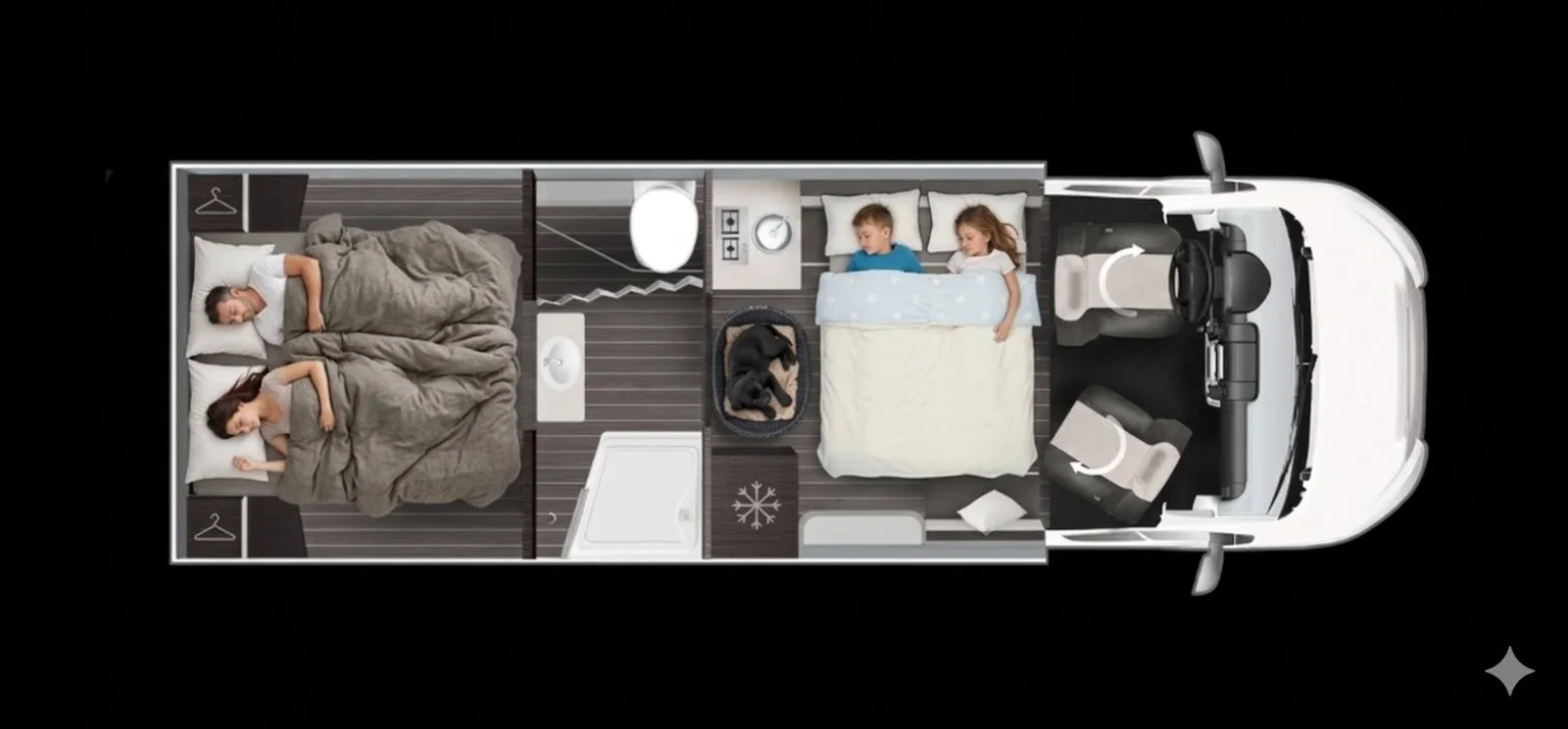 Zefiro 266 TL Grundriss – Nachtkonfiguration